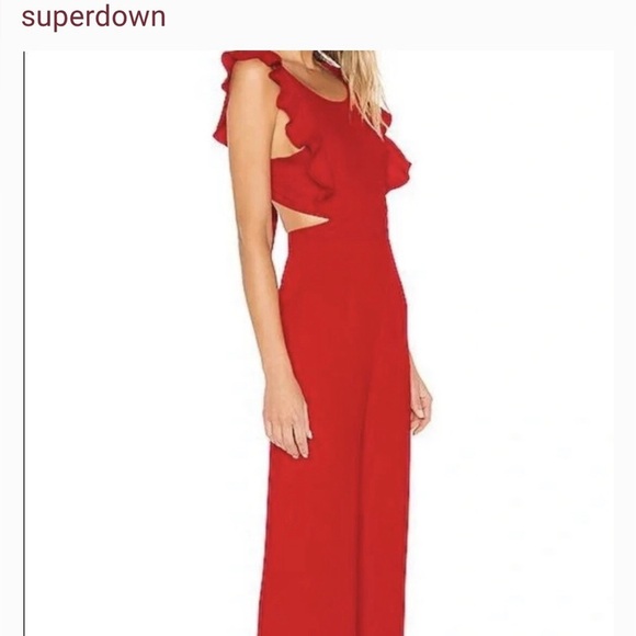 Superdown Open Back Ruffle Sleeveless Jumpsuit Size Medium - Picture 1 of 8